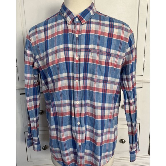 American Eagle Shirt Mens XXL Blue Pink Plaid Button Down Long Sleeve Cotton - Picture 6 of 6